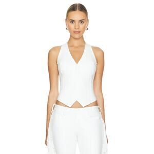 Norma Kamali Womens Simple Vest Snow White Faux Leather Racerback Size XS/34